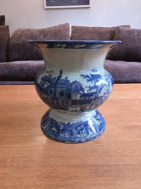Victoria Ware Ironstone England Flow Blue Jardiniere Planter Flower Vase Large
